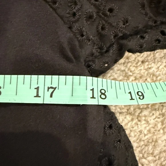 Pomander Place Black Eyelet Sleeve Top - Picture 2 of 5